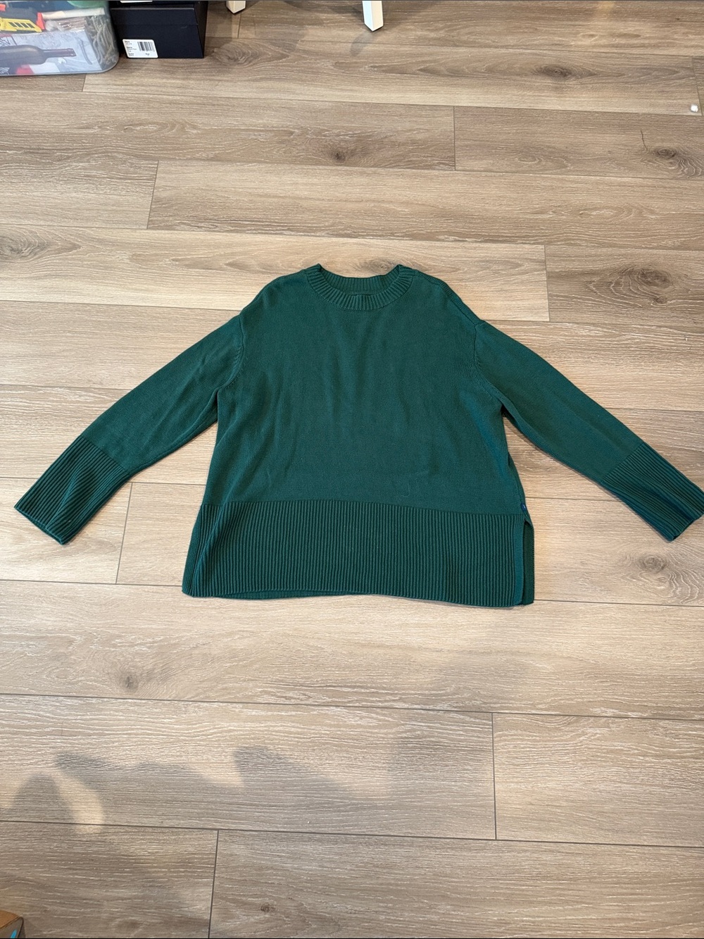 Women's GAP Green Crewneck Rib-Hem Sweater